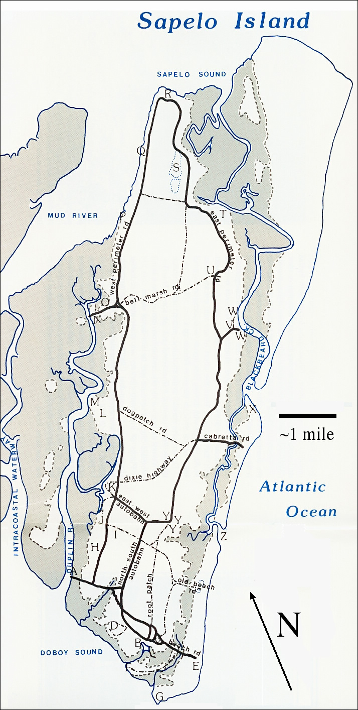 map of Sapelo Island, GA